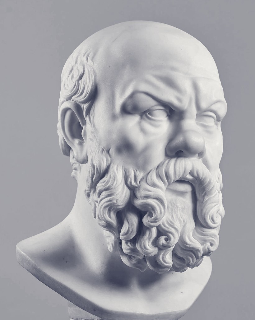 Marble bust of Socrates.